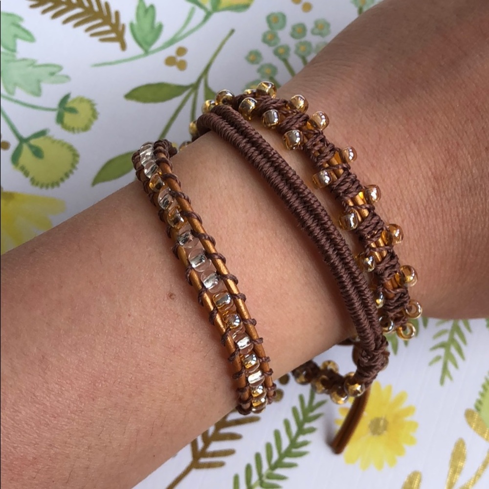 [NEW] Handmade Bronze/Champagne Wrap Bracelet